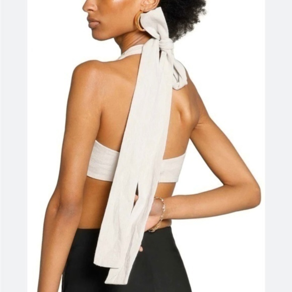 Light green bow tie halter top
